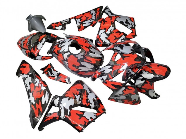 2005-2006 Honda CBR600RR Motorcycle Fairings - Black with Red Grey Camouflage Canada