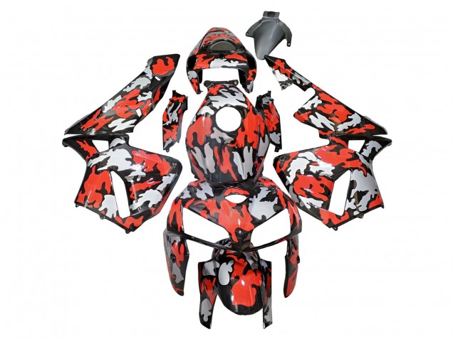 2005-2006 Honda CBR600RR Motorcycle Fairings - Black with Red Grey Camouflage Canada