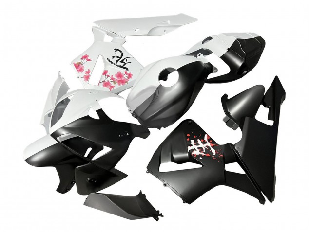 2005-2006 Honda CBR600RR Motorcycle Fairings - Black White with Cherry Blossom Canada
