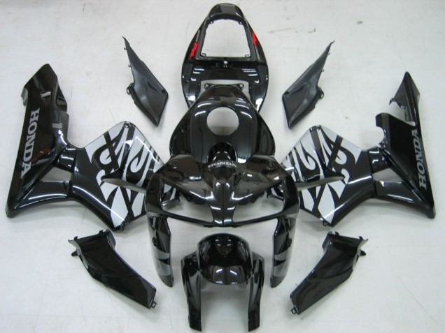 2005-2006 Honda CBR600RR Motorcycle Fairings - Glossy Black Grey Flame Canada