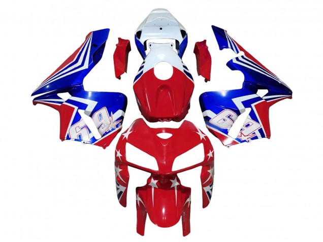 2005-2006 Honda CBR600RR Motorcycle Fairings - Red White Blue 69 Canada