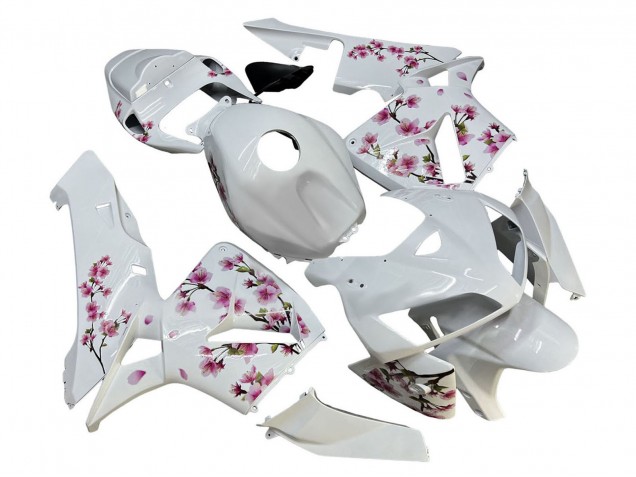 2005-2006 Honda CBR600RR Motorcycle Fairings - White with Cherry Blossom Canada