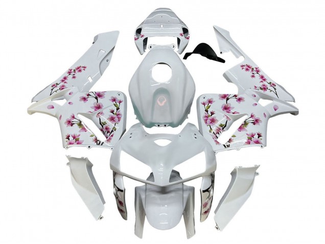 2005-2006 Honda CBR600RR Motorcycle Fairings - White with Cherry Blossom Canada