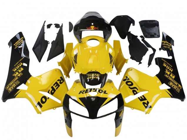 2005-2006 Honda CBR600RR Motorcycle Fairings - Yellow Black Repsol Canada