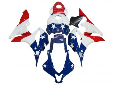 2007-2008 Honda CBR600RR Motorcycle Fairings - White Blue Red Star Canada