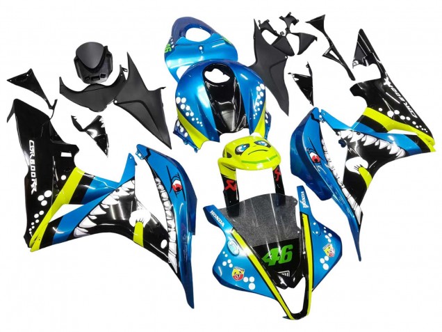 2007-2008 Honda CBR600RR Motorcycle Fairings - Green Yellow Glossy Black Shark 46 Canada