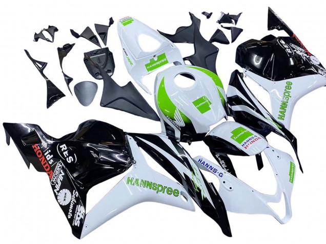 2009-2012 Honda CBR600RR Motorcycle Fairings - White Green Glossy Black Hannspree Canada