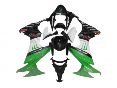 2008-2010 Kawasaki ZX10R Motorcycle Fairings - Glossy Black White Green Monster Canada