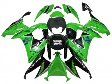 2008-2010 Kawasaki ZX10R Motorcycle Fairings - Green Glossy Black Rosciou Hotels Canada