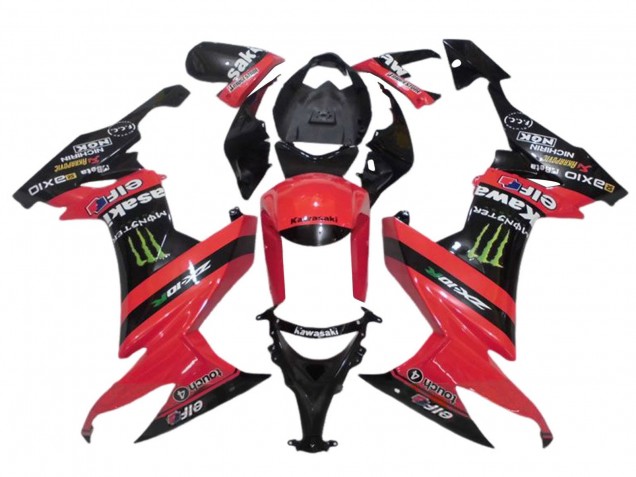 2008-2010 Kawasaki ZX10R Motorcycle Fairings - Red Black Green Monster Elf 27 Canada