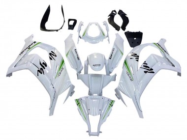 2011-2015 Kawasaki ZX10R Motorcycle Fairings - White Green Stripe Black Ninja Canada
