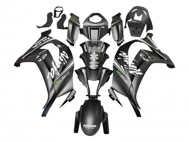 2011-2015 Kawasaki ZX10R Motorcycle Fairings - Matte Black Green Elf Canada