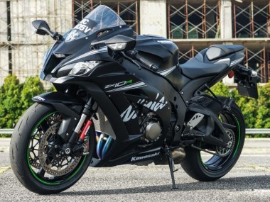 2011-2015 Kawasaki ZX10R Motorcycle Fairings - Matte Black White Green Snow Decal Canada