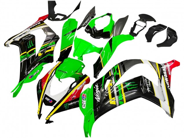 2016-2020 Kawasaki ZX10R Motorcycle Fairings - Green Yellow Red Black Elf Monster Canada