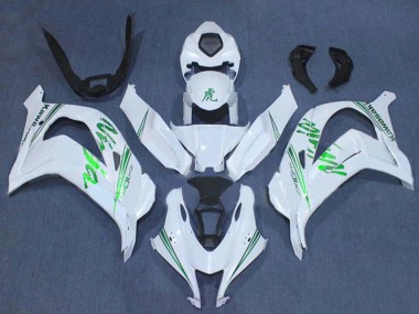 2016-2020 Kawasaki ZX10R Motorcycle Fairings - White Green Ninja Canada