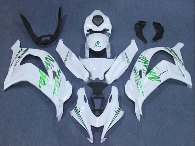 2016-2020 Kawasaki ZX10R Motorcycle Fairings - White Green Ninja Canada