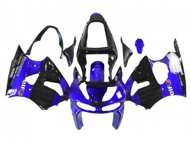 1998-1999 Kawasaki ZX6R Motorcycle Fairings - Blue Glossy Black Elf Bridgestone Canada