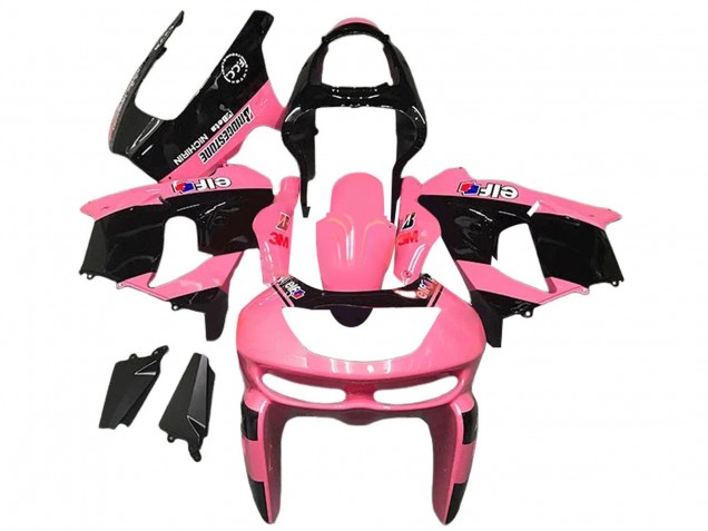 1998-1999 Kawasaki ZX6R Motorcycle Fairings - Pink Glossy Black Elf Bridgestone Canada