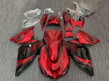 2006-2011 Kawasaki ZX14R ZZR1400 Motorcycle Fairing - Red Glossy Black Canada