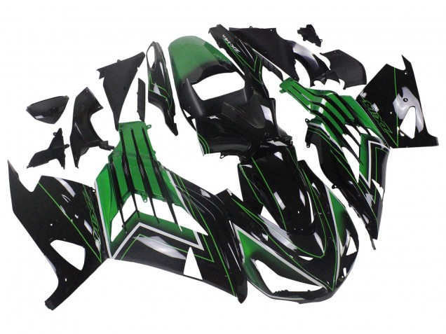 2012-2024 Kawasaki ZX14R ZZR1400 Motorcycle Fairings - Green Glossy Black Stripe Canada