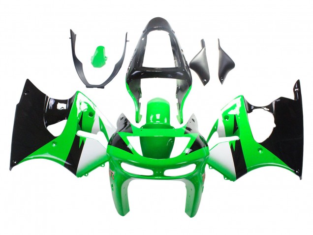 1998-1999 Kawasaki ZX6R Motorcycle Fairings - Green White Glossy Black Canada