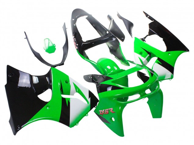 1998-1999 Kawasaki ZX6R Motorcycle Fairings - Green White Glossy Black Canada