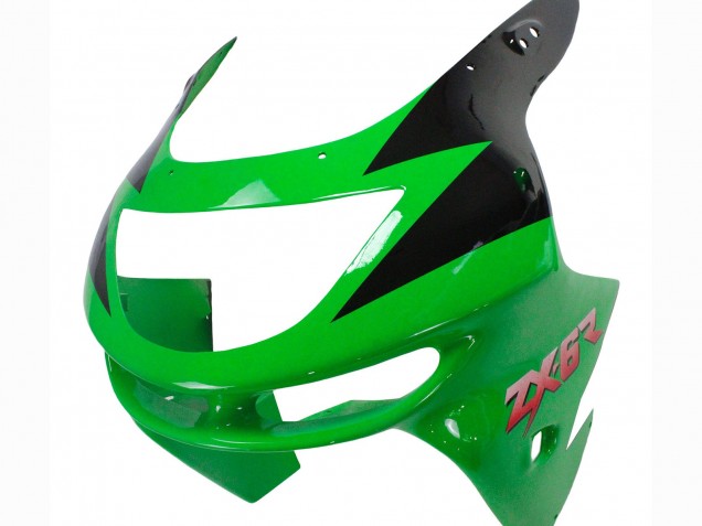 1998-1999 Kawasaki ZX6R Motorcycle Fairings - Green White Glossy Black Canada