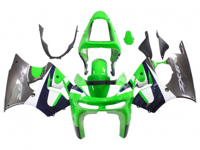 1998-1999 Kawasaki ZX6R Motorcycle Fairings - Green White Dark Blue Silver Canada