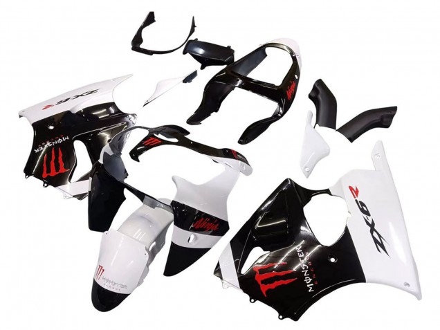 2000-2002 Kawasaki ZX6R Motorcycle Fairings - White Black Red Monster Canada