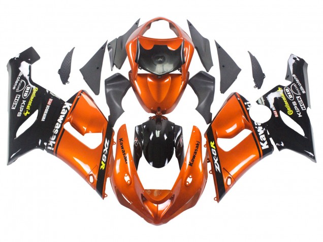 2005-2006 Kawasaki ZX6R Motorcycle Fairing - Orange Black Canada