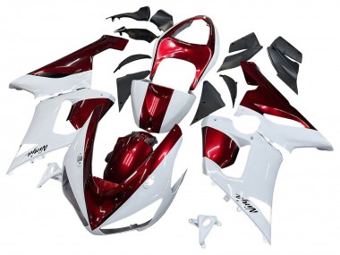 2005-2006 Kawasaki ZX6R Motorcycle Fairings - White Red Canada