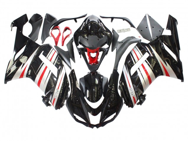 2007-2008 Kawasaki ZX6R Motorcycle Fairings - Black Silver Red Ninja Canada