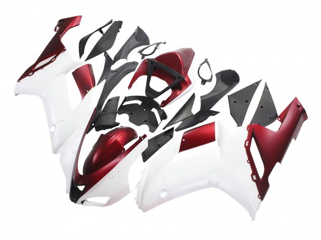 2007-2008 Kawasaki ZX6R Motorcycle Fairing - White Red Canada