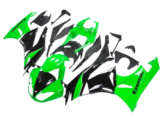 2009-2012 Kawasaki ZX6R Motorcycle Fairings - Green Glossy Black Canada