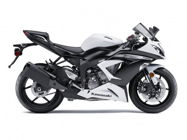2009-2012 Kawasaki ZX6R Motorcycle Fairing - White Matte Black Canada
