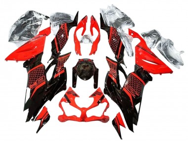 2019-2022 Kawasaki ZX6R Motorcycle Fairings - Red Glossy Black Honeycomb Canada