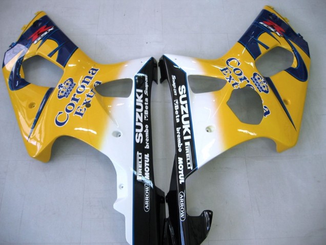 2000-2002 Suzuki GSXR1000 Motorcycle Fairings - Yellow Dark Blue White Motul Corona Canada