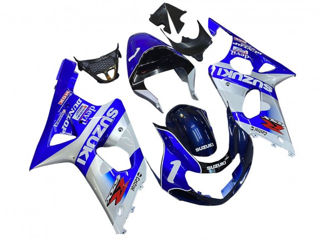 2000-2002 Suzuki GSXR1000 Motorcycle Fairings - Blue White Silver Castrol Dunlop Canada