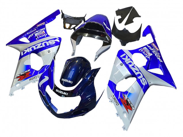 2000-2002 Suzuki GSXR1000 Motorcycle Fairings - Blue White Silver Castrol Dunlop Canada