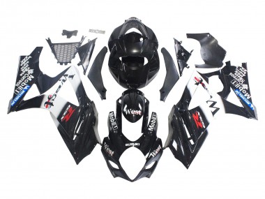 2007-2008 Suzuki GSXR 1000 Motorcycle Fairings - Glossy Black White West Canada