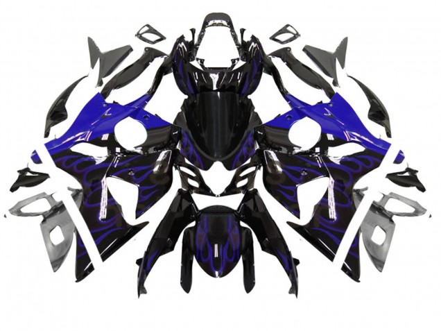 2007-2008 Suzuki GSXR 1000 Motorcycle Fairing - Glossy Black Blue Flame Canada