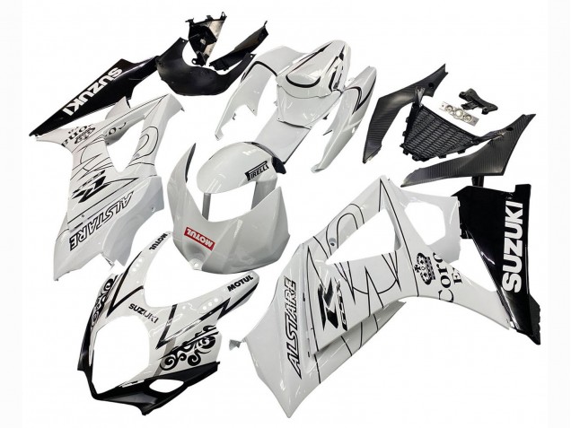 2007-2008 Suzuki GSXR 1000 Motorcycle Fairings - White Black Alstare Corona Motul Canada