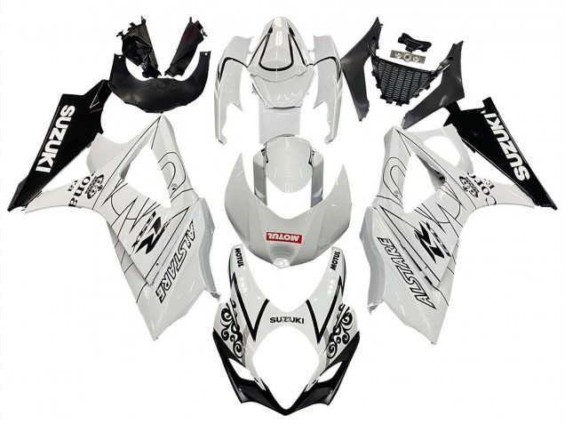 2007-2008 Suzuki GSXR 1000 Motorcycle Fairings - White Black Alstare Corona Motul Canada