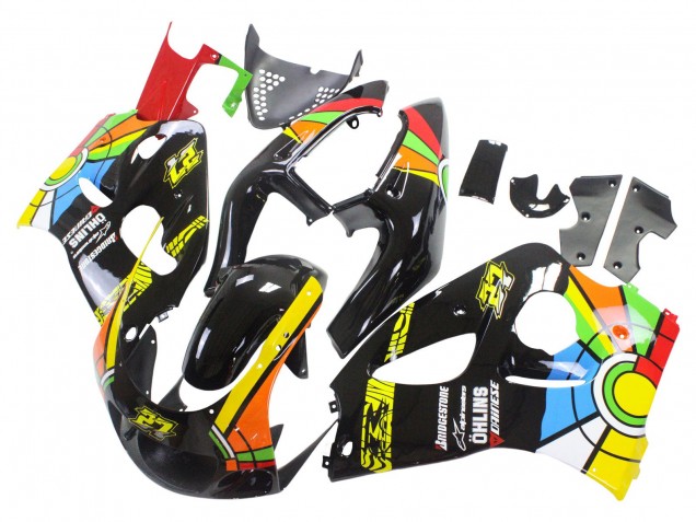 1996-2000 Suzuki GSXR 600 / GSXR 750 Motorcycle Fairings - Black Multicolor 27 Canada