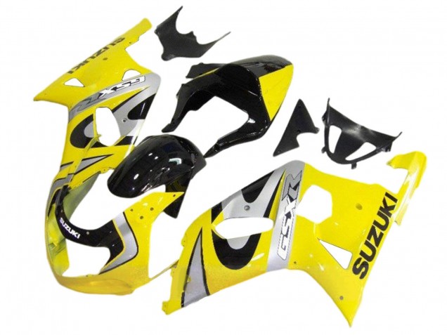 2001-2003 Suzuki GSXR 600 / GSXR 750 Motorcycle Fairing Kits - Yellow Silver Glossy Black Canada