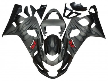 2004-2005 Suzuki GSXR 600 / GSXR 750 Motorcycle Fairings - Grey Black Flame Canada