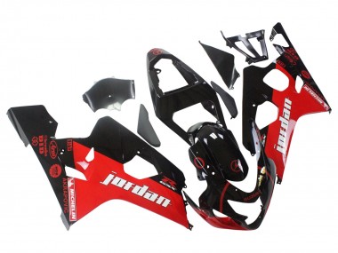 2004-2005 Suzuki GSXR 600 / GSXR 750 Motorcycle Fairings - Glossy Black Red Jordan Michelin Canada