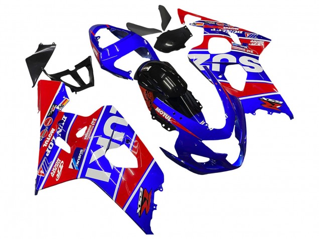 2004-2005 Suzuki GSXR 600 / GSXR 750 Motorcycle Fairings - Blue Red Black Motul Dunlop Canada