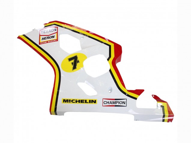 2004-2005 Suzuki GSXR 600 / GSXR 750 Motorcycle Fairings - White Red Yellow Michelin Texaon Heron 7 Canada