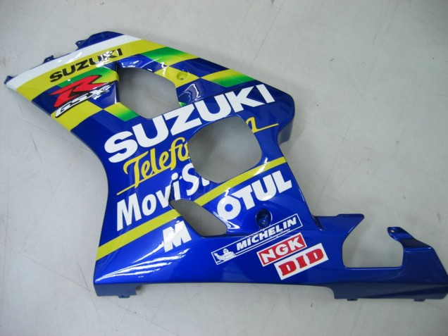 2004-2005 Suzuki GSXR 600 / GSXR 750 Motorcycle Fairings - Blue White Yellow Green Telefumica Motul MoviStar Canada